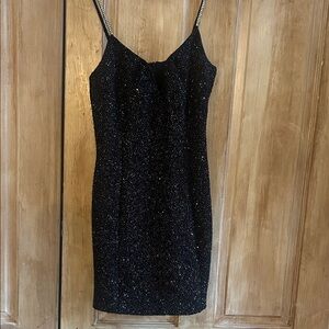 Astr Sparkling Black Mini Dress